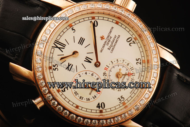 Duplicate Vacheron Constantin Malte 80172/000R-9336 Asia Automatic Rose Gold White Dial Diamond Bezel