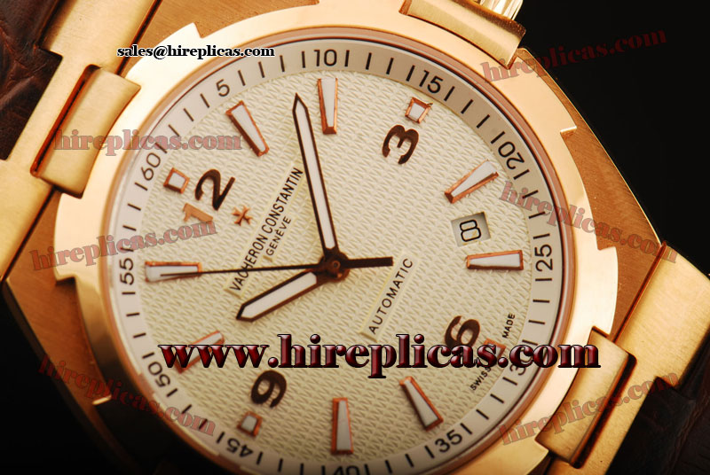 Fashion Hot Vacheron Constantin Overseas 47040/000W-9502 Swiss ETA 2824 Automatic Rose Gold White Dial